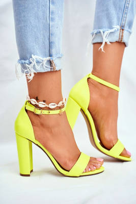 Women’s sandals on high heel suede yellow neon anastasie